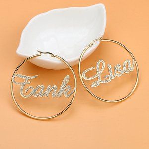 Nameplate Custom Hoop Earring for Women Girls E006